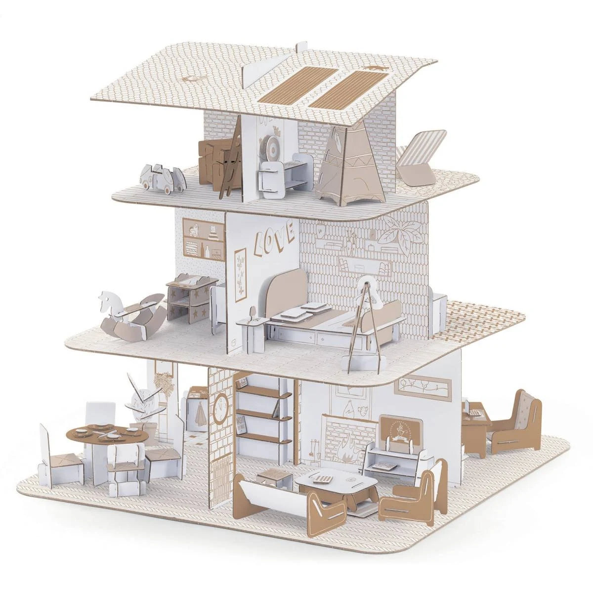 Malen und Stecken: Puppenhaus