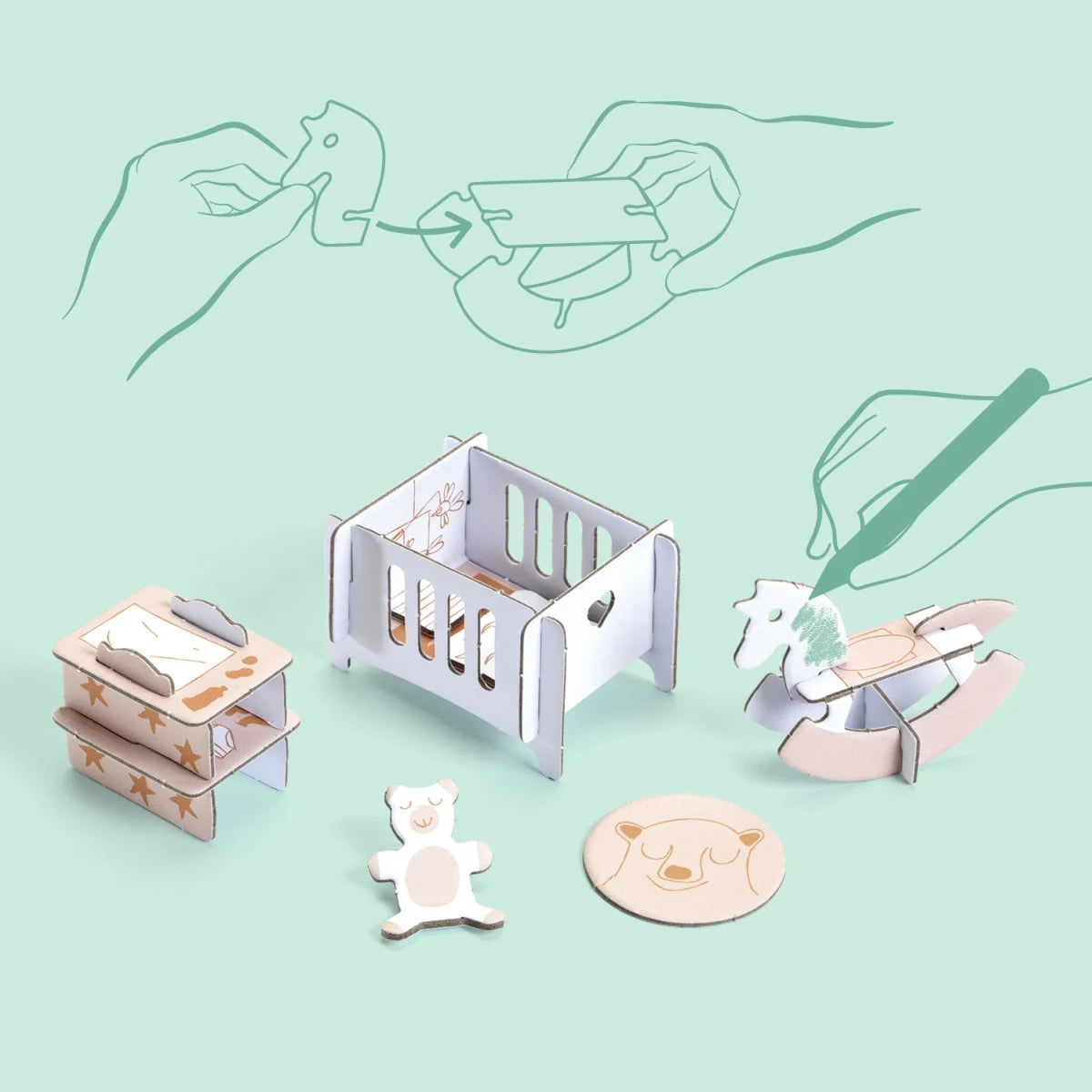 Malen und Stecken: Puppenhaus