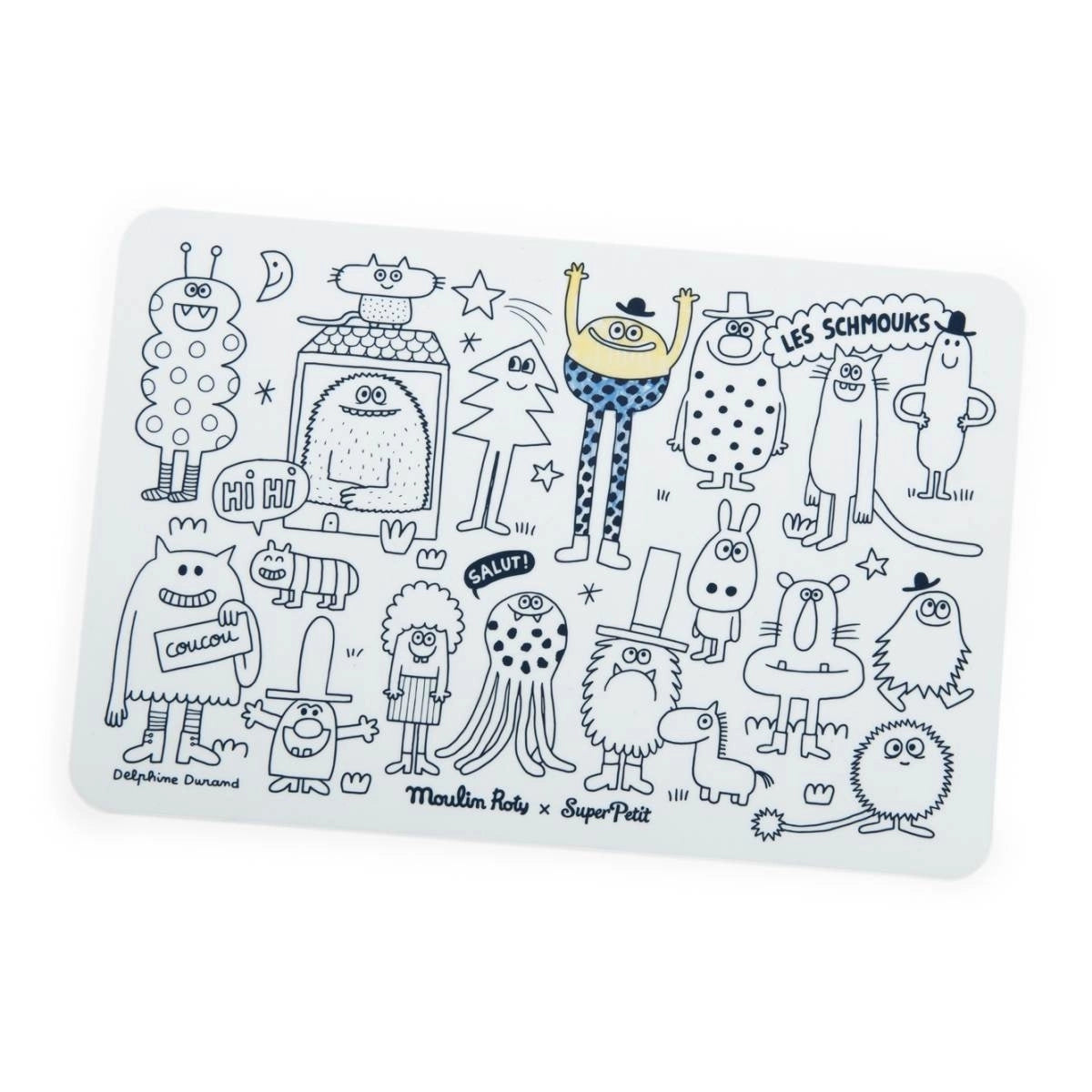 Schmouks Mini-Tischset + 4 abwaschbare Filzstifte